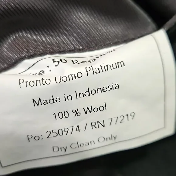 Men's Pronto Uomo Platinum Executive Fit Classic Black Blazer Jacket Size 50 Reg